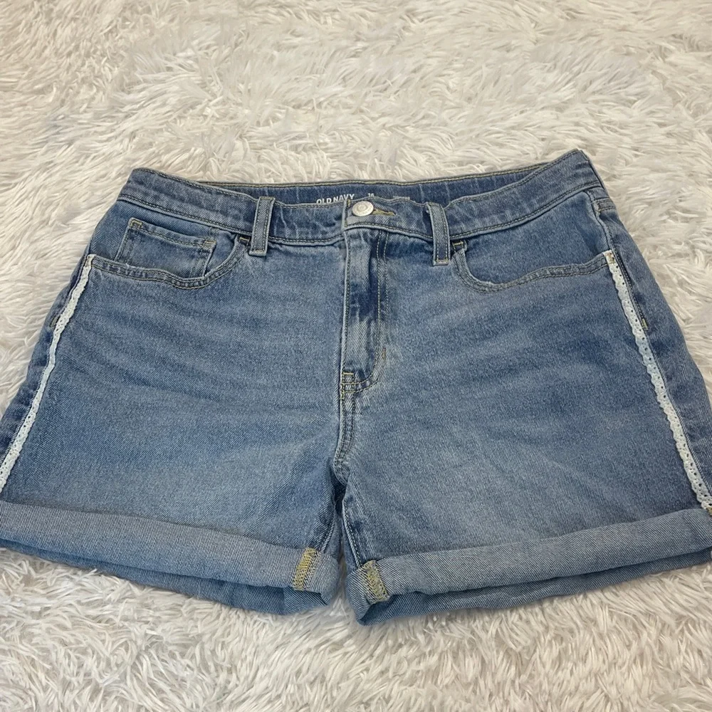 Old Navy HIGH RISE GIRLS SIZE 16 PLUS  Light Blue Jean Shorts with lace on sides